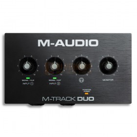 M-Audio M-Track DUO - 48 kHz, 2-kanaals USB-audio-interface met 2 combo-ingangen met Crystal Preamps en fantoomvoeding bovenkant