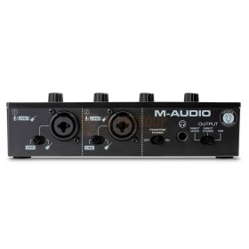 M-Audio M-Track DUO - 48 kHz, 2-kanaals USB-audio-interface met 2 combo-ingangen met Crystal Preamps en fantoomvoeding voorkant