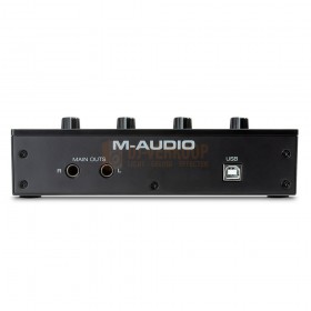 achterkant. audio uit, M-Audio M-Track DUO - 48 kHz, 2-kanaals USB-audio-interface