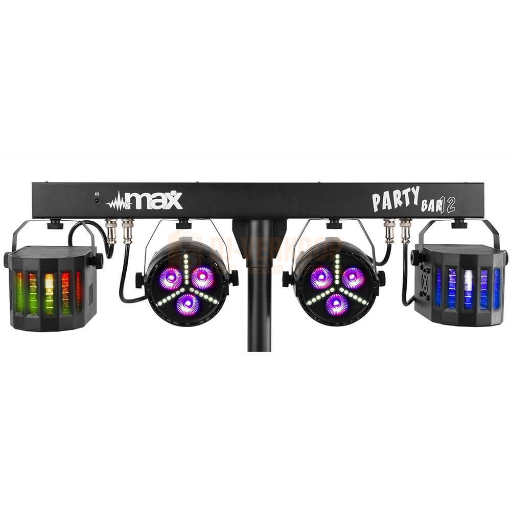 Max Partybar12 - Set 2x PAR en 2 x Derby lampen set  zonder statief