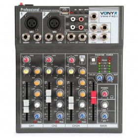 bovenkant Vonyx VMM-F401 - 4-kanaal Muziek Mixer met MP3