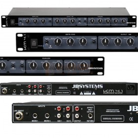 detail voor en achterkant JB-Systems KM 4.1 - Karaoke mixer met echokamer