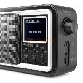 Audizio Anzio - Portable DAB+ Radio met baterij zwart zijkant aansluitingen