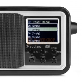 Audizio Anzio - Portable DAB+ Radio met baterij zwart presets radio zenders schermpje en knoppen