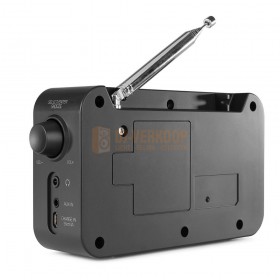 Audizio Anzio - Portable DAB+ Radio met baterij zwart achterkant antenne en batterij