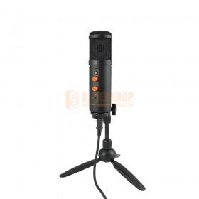 Monkey Banana MICO - USB Condensator microfoon zwart op tafel microfoon statief en usb kabel
