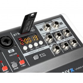 usb speler en display Vonyx VMM-K802 - 8-Kanaals Muziek Mixer met USB, DSP en BT