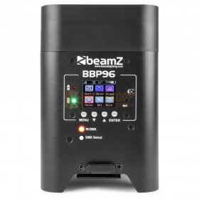 BeamZ BBP96 - Battery Uplight Par 6x 12W voorkant led scherm