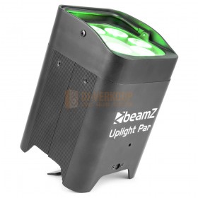 BeamZ BBP96 - Battery Uplight Par 6x 12W schuin geplaatst met groene led