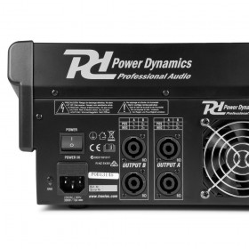 achterkant aansluitngen Power Dynamics PDM-S1604A - 16-Kanaals Stage Mixer met Versterker