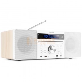 Audizio Prato All-in-One - Music System CD/DAB+ wit schuine voorkant antenne schuin omhoog