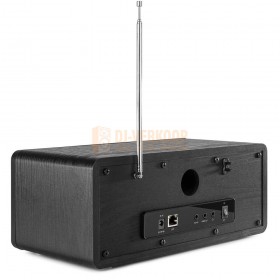 Audizio Rome - WIFI Internet Stereo DAB+ Radio zwart schuine achterkant antenne uitgeklapt