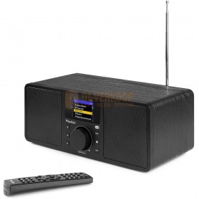 Audizio Rome - WIFI Internet Stereo DAB+ Radio zwart schuine voorkant met afstandsbediening