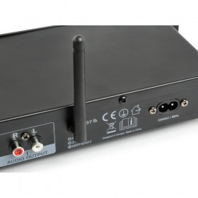 Fenton VX2USB Dubbele USB / SD / BT speler met opnamefunctie - achterkant bluetooth antenne en aansluitingen
