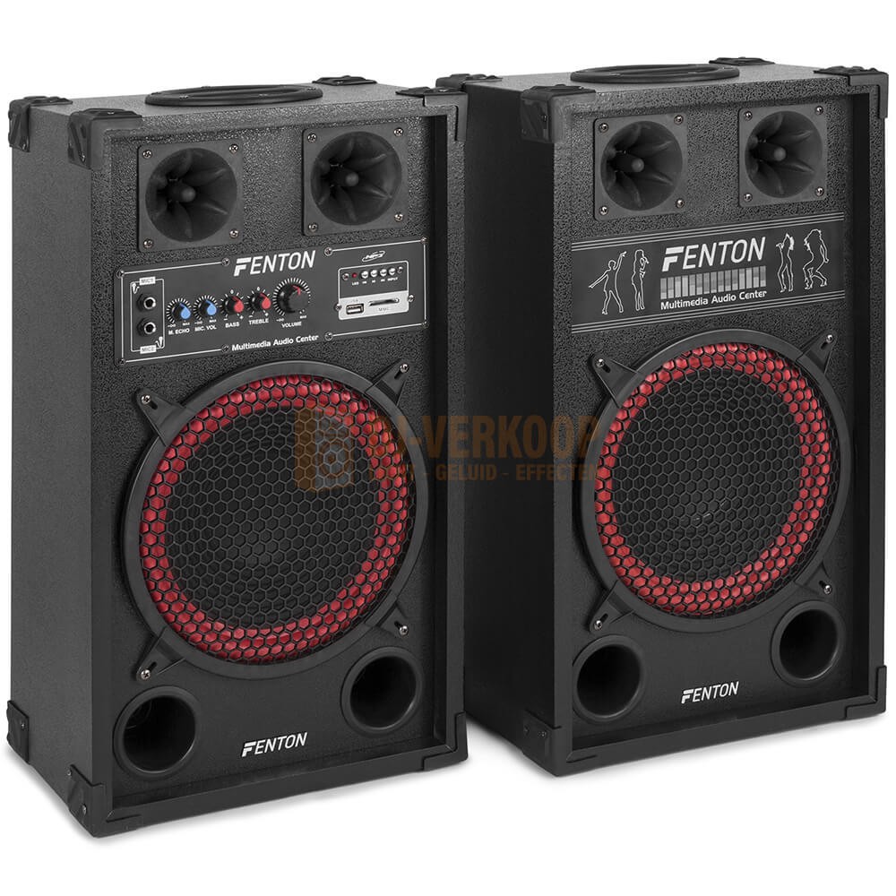 Fenton SPB-10 - PA Actieve Speakerset 10" met usb en bluetooth speler