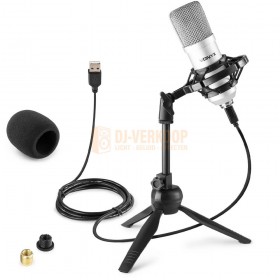VONYX CM300S - USB Studio Microfoon Titanium incl. kabel, standaard, spin en popkap