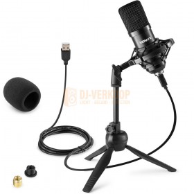 Vonyx CM300B - USB  Studio microfoon zwart incl. kabel, standaard, spin en windkap