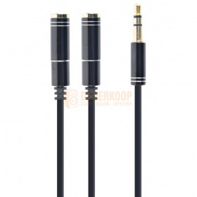 Cablexpert CCA-415M-0.1M - 3,5 mm audiosplitterkabel, 30 cm, zwart, metalen connectoren