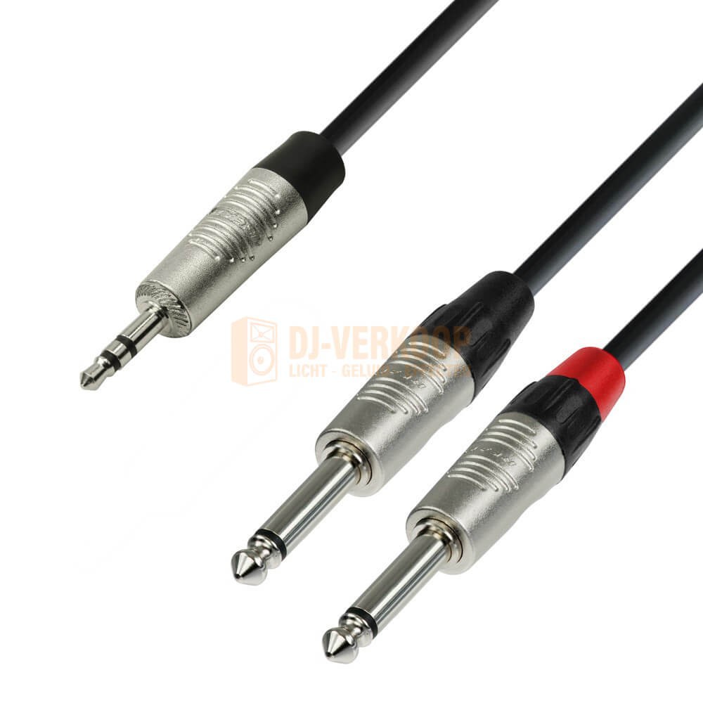 Adam Hall Cables K4 YWPP - Audio Cable REAN 3,5 mm Jack stereo to 2 x 6.3 mm Jack mono