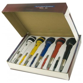 Fenton set van 5 gekleurde dynamische microfoons in de doos