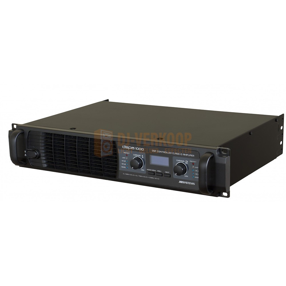 JB Systems DSPA-1000 - switch-mode vermogensversterker, voorzien van DSP: 2x 500Wrms / 4ohm