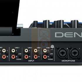 Denon DJ Prime 4 Pro 4 deck USB standalone DJ systeem rca ingangen input en microfoon aansluitingen xlr / jack