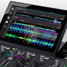 Horizontale waveform op scherm van de Denon DJ Prime 4 - Pro 4 deck USB standalone DJ systeem