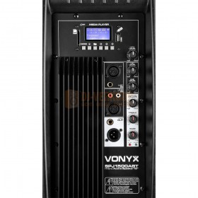 Aansluitingen - Vonyx SPJ-1500ABT MP3 Hi-End BT Actieve Speaker 15" 800W