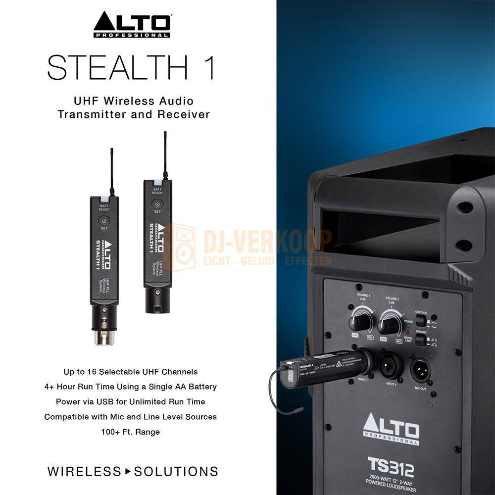 Alto Professional Stealth 1 - MONO UHF XLR Draadloossyteem