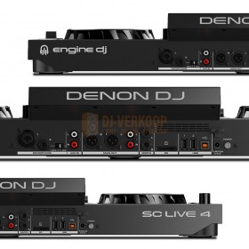 Aansluitingen - Denon DJ SC Live 4 - 4-Deck Standalone DJ Controller met Speakers 7” touchscreen & Wi-Fi