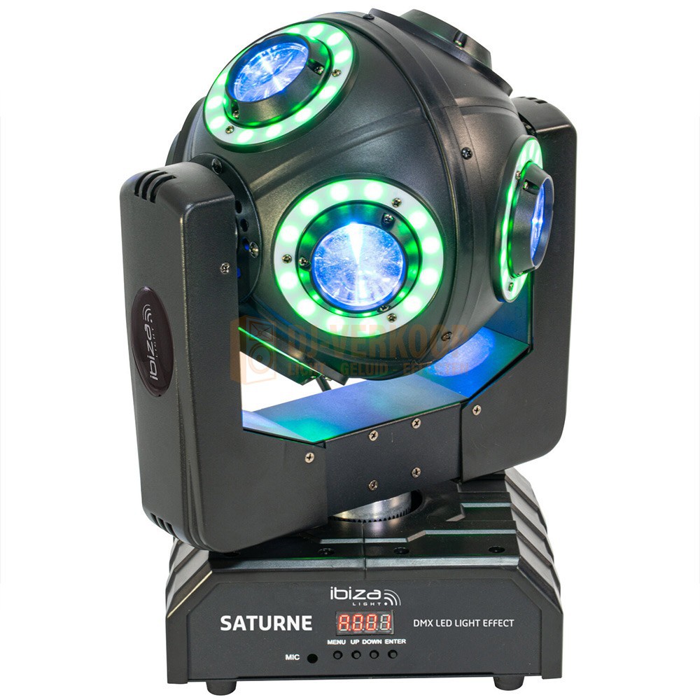 Ibiza Light SATURNE - DMX-Bestuurde Moving Head Met 4-IN-1 RGBW LED's & 8 Lichtringen