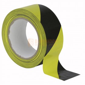 Showgear Floor-Marking Tape - Zwart - Geel, 50 mm breed / 30m lang