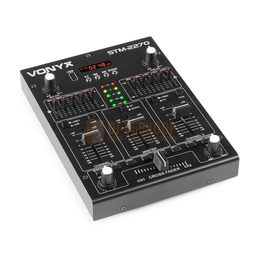 Vonyx STM2270 - 4-Kanaals Mixer Geluidseffecten USB/MP3/BT voor aanzicht