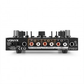 Vonyx STM2270 - 4-Kanaals Mixer Geluidseffecten USB/MP3/BT achterkant outputs inputs