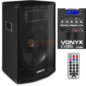 Vonyx CVB15 - PA Speaker Active 15” BT MP3 800W met afstandsbediening