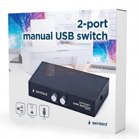 Gembird DSU-21 - 2-poorts USB Switch, schakelbaar verpakking