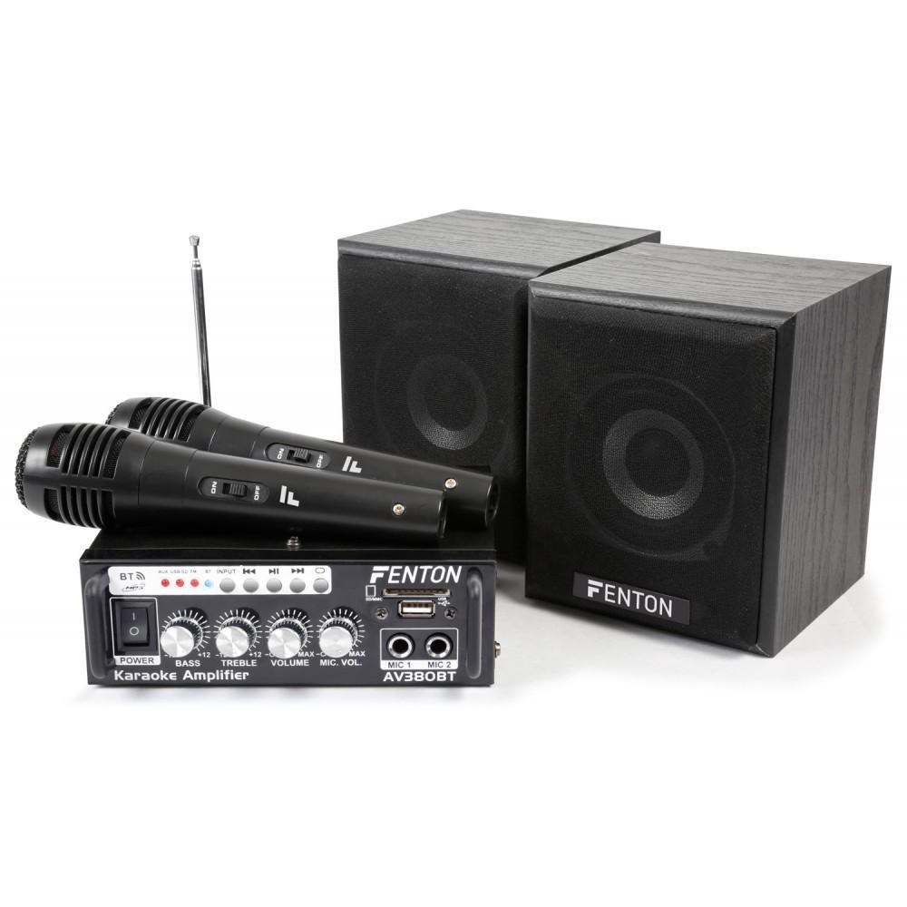 Fenton AV380BT Karaoke versterker, speakers, USB SD BT en microfoons en mixer