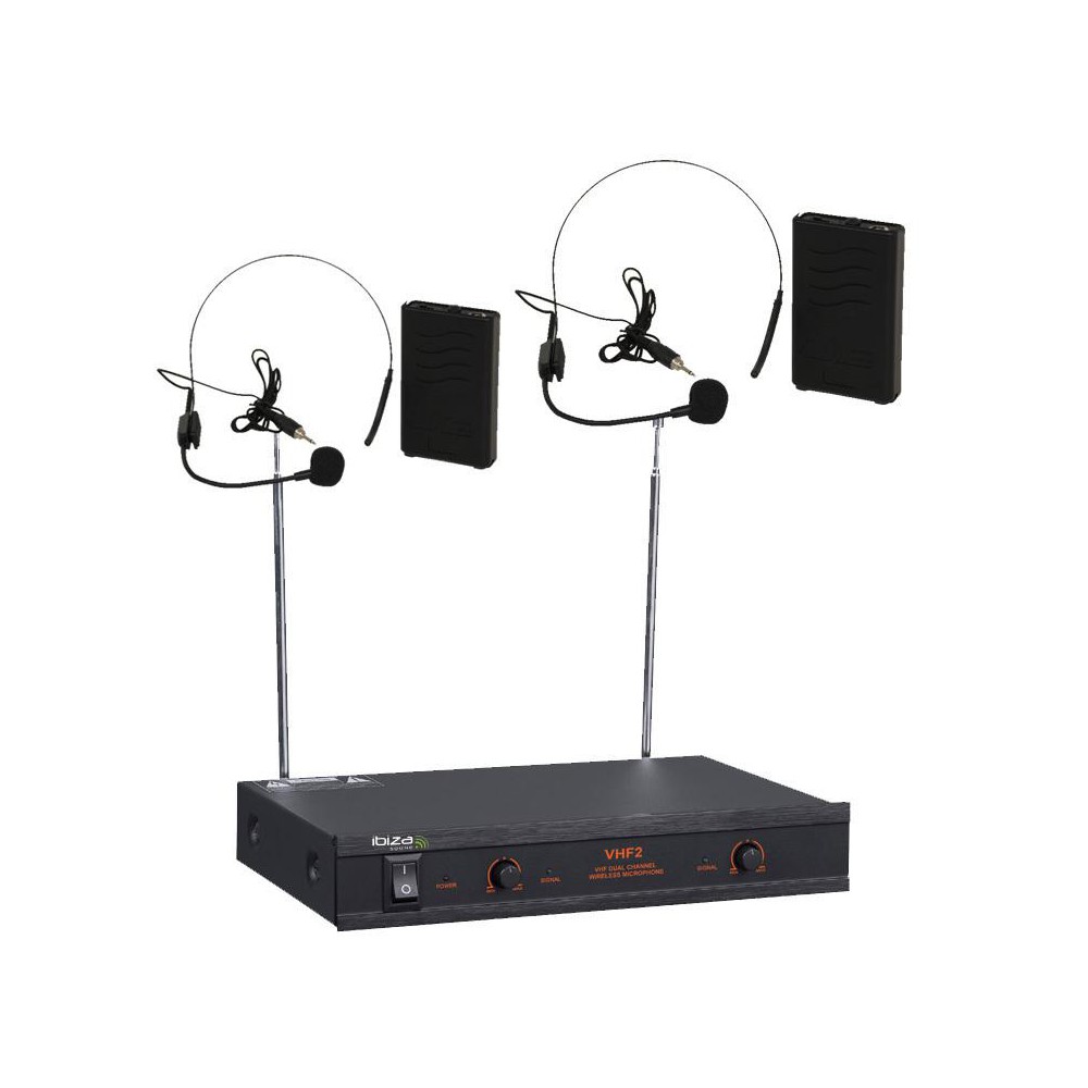 IBIZA Sound Dubbele VHF set met 2 Headset microfoons