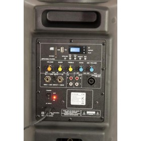 Aansluitpaneel en bediening Ibiza Sound SLK10A-BT Actieve speakerbox 10/25cm 400W met usb-mp3 Bleutooth