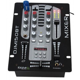 Ibiza Sound DJM150USB-BT 2-Weg / 5-Kanalen Mixer Met USB-MP3, BT - voor