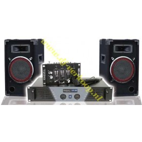 IBIZA Sound DJ-300 - Complete Disco Set, speakers, versterker, mixer en mic.