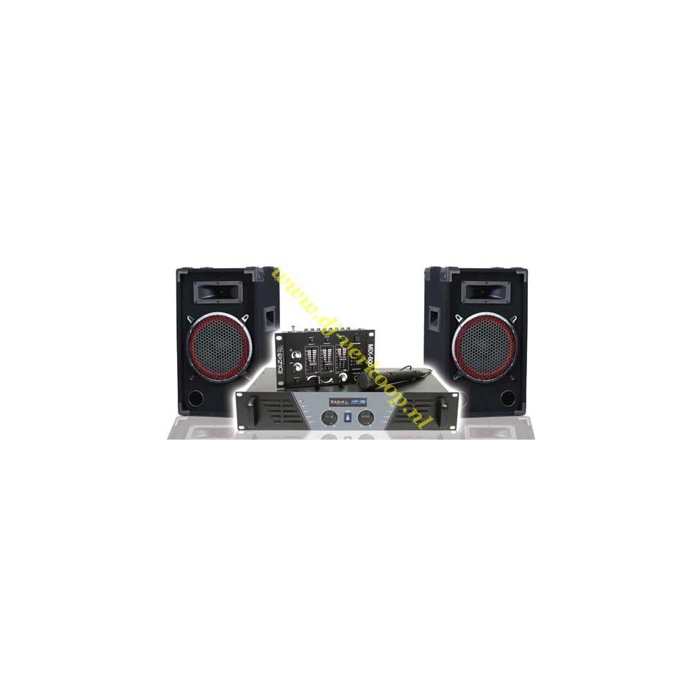 IBIZA Sound DJ-300 - Complete Disco Set, speakers, versterker, mixer en mic.