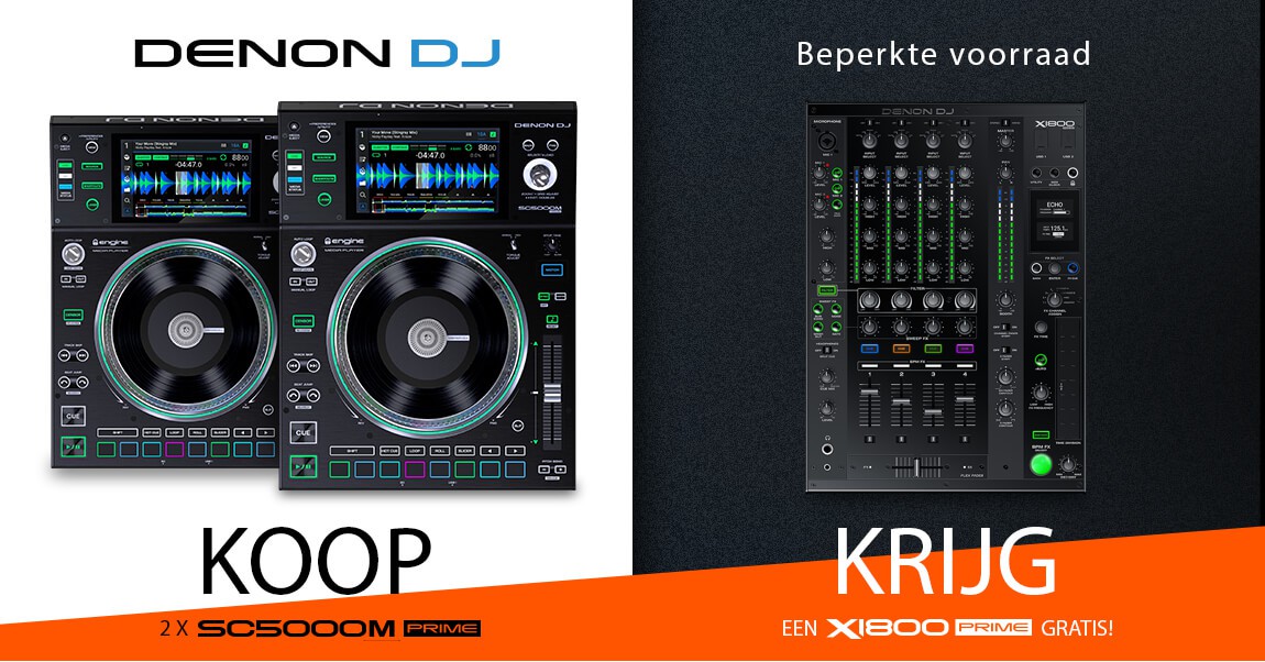Denon DJ mega Deal! Koop 2 SC5000M en Krijg een X1800 Gratis! Op=Op