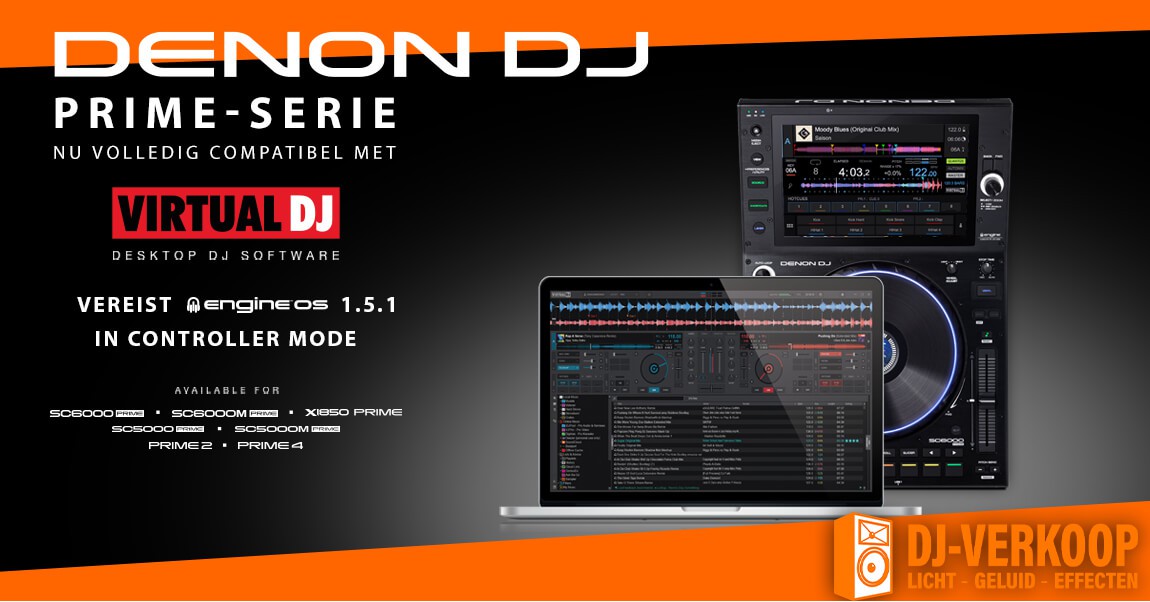 Ondersteuning voor virtual DJ-compatibiliteit voor de hardware uit de PRIME-serie van Denon DJ