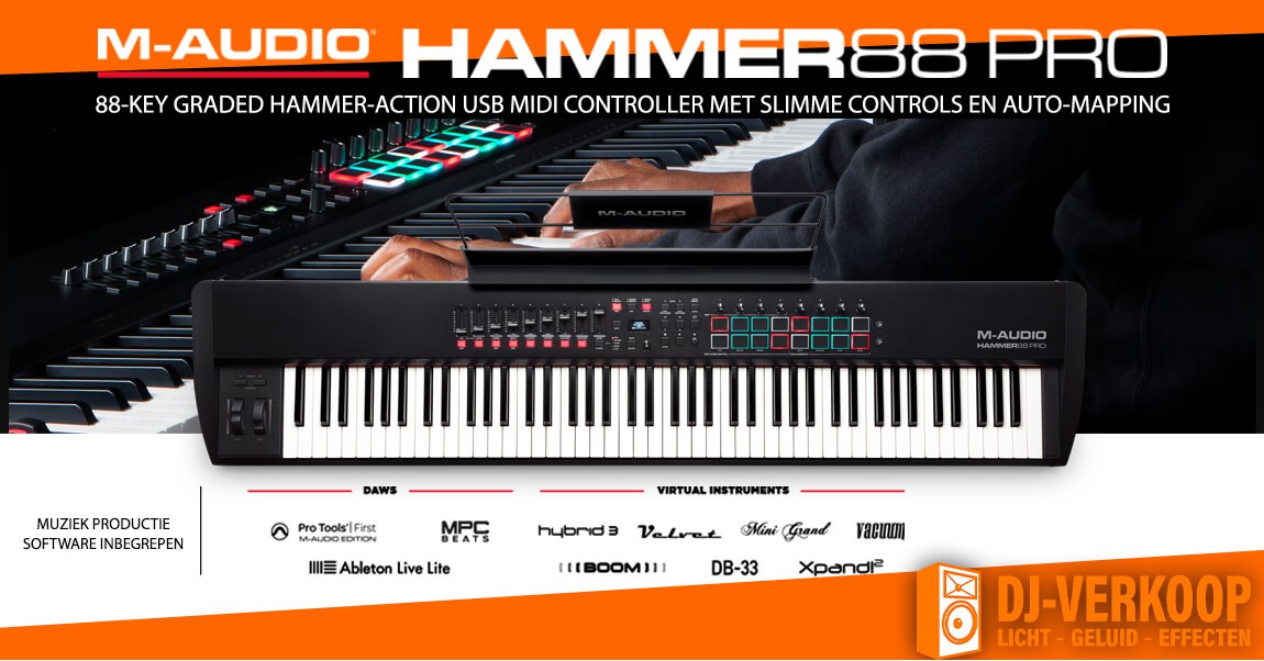 Nieuw! M-AUDIO introduceer de HAMMER 88 PRO met action keys met graded Hammer, Smart Control en Auto-Mapping voor geweldige DAW-besturing